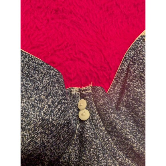 Vintage LCA Denim Bra 36B Style 717164 Blue Cotton Lace Trim Decorative Buttons - Picture 4 of 8